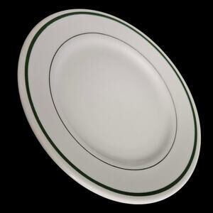 Buffalo China Green Band 9" Restaurant Ware Plates Set of 2 – Heavy Duty USA